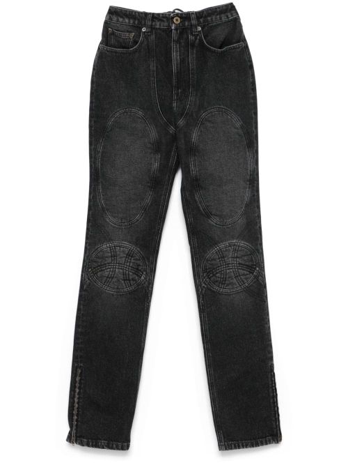 Padded deatils denim jeans