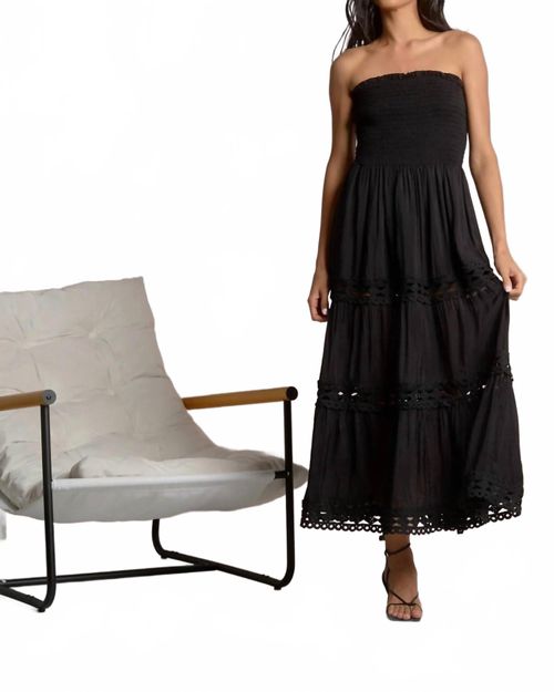 Turks Strapless Maxi Dress With Crochet Detail In Black