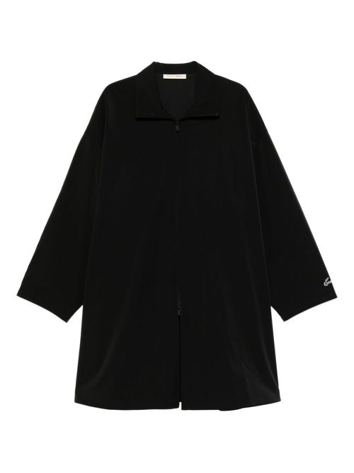 Zip-front three-quarter sleeves coat - Black