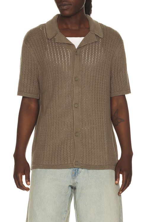 LEVI'S Costa Knit Camp Shirt in Bungee Cord - Brown. M also in S, L, XL/1X