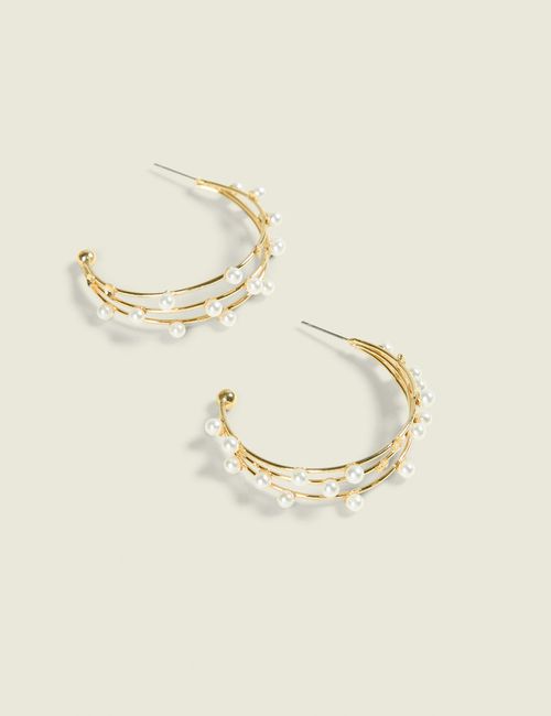 Mini Pearlized Layered Hoop Earring
