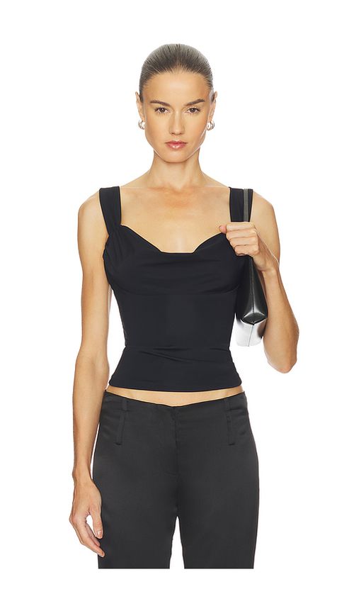 MORE TO COME Georgia Drape Top in Black. XS. Also in L, M, S