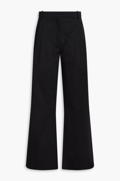 Cotton-twill wide-leg pants - Black - FR 42