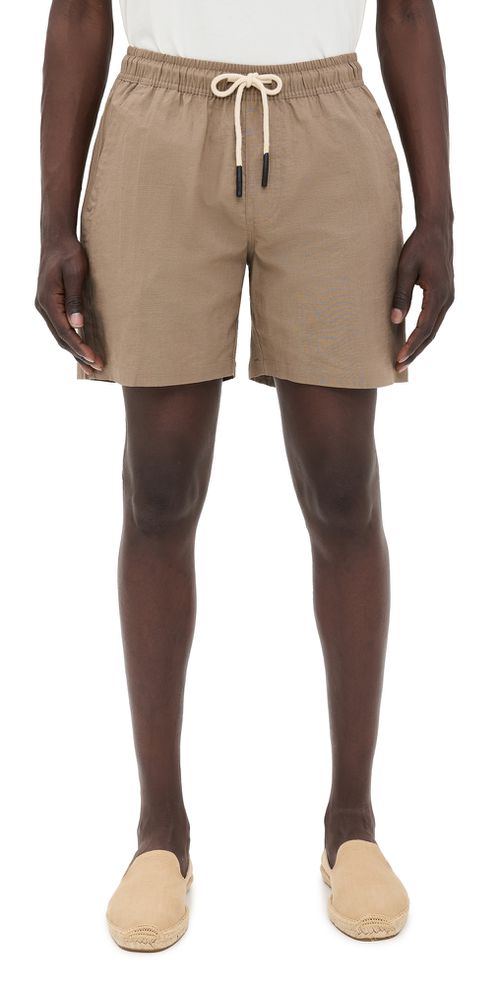 OAS Taupe Linen Shorts Brown