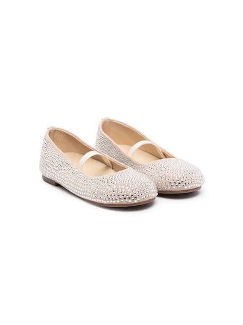 Crystal-embellished suede ballerina shoes - Neutrals