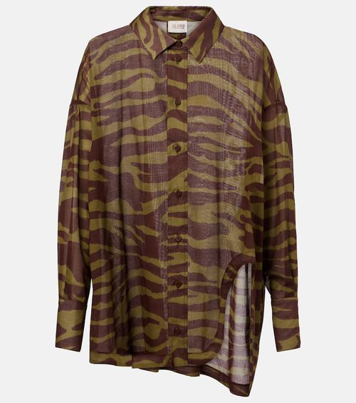 Zebra-print cotton muslin shirt
