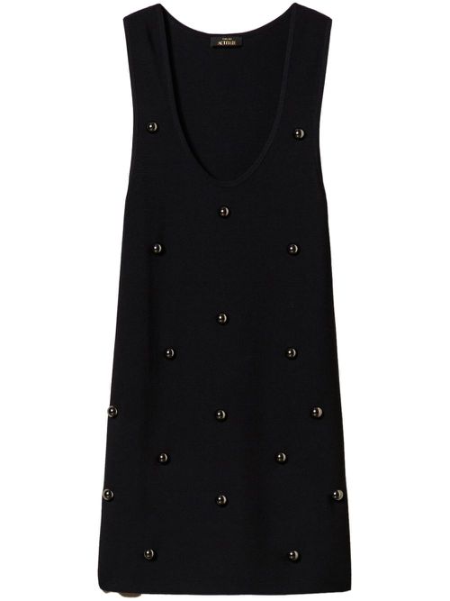 Stud-embellished knitted dress - Black