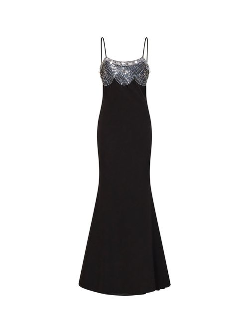 Sequin and Bead-Embellished Stretch Crêpe Maxi Dress — Black