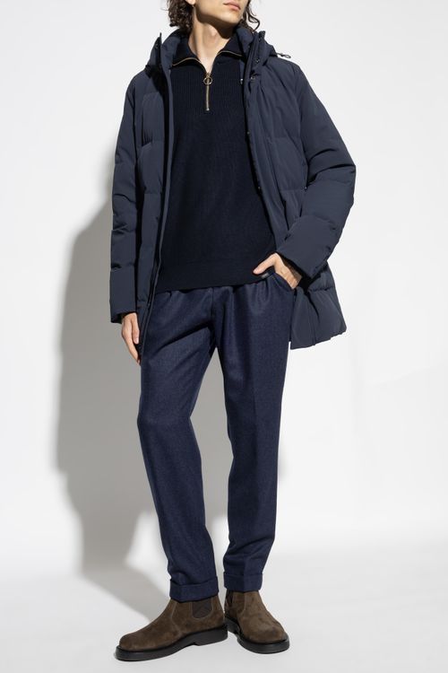 Sweater With A Zip Neckline, Men's, Navy Blue