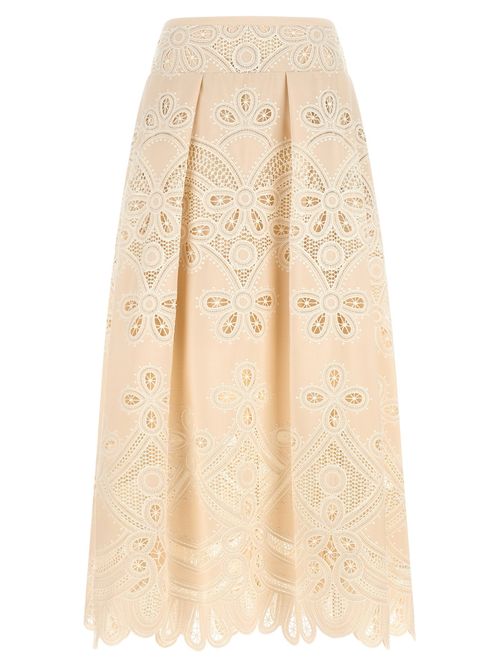 Carving Embroidery Skirt — Cream