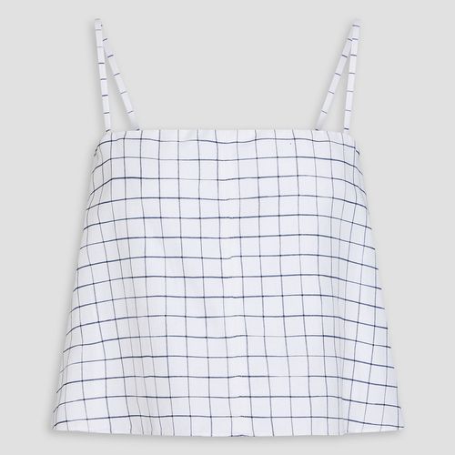 VINCE. | Convertible cropped checked woven top - White - US 2 | Realry
