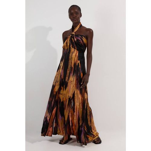 Karen Millen Women's Marble Devour Halter Neck Maxi Dress in Purple