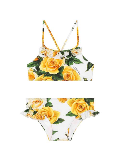Rose-print bikini set - White