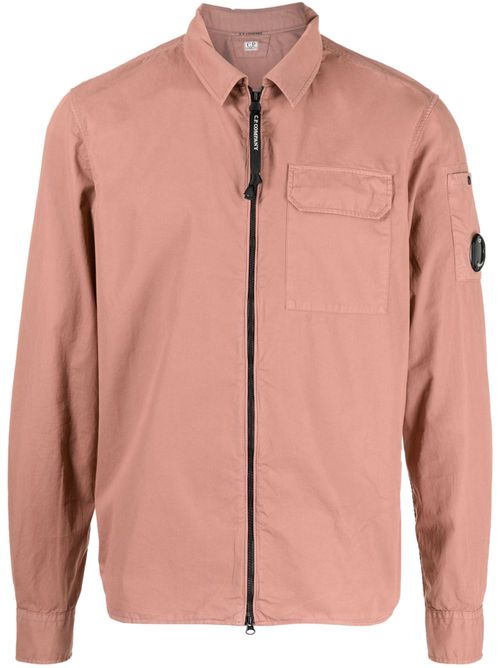 Lens-detail cotton shirt jacket - Pink