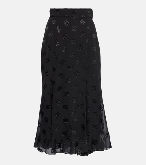 DG devoré satin midi skirt