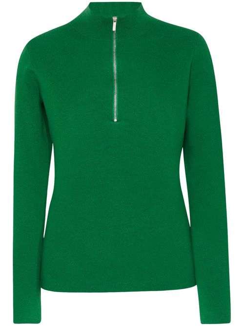 Ribbed zip-up sweater - Green