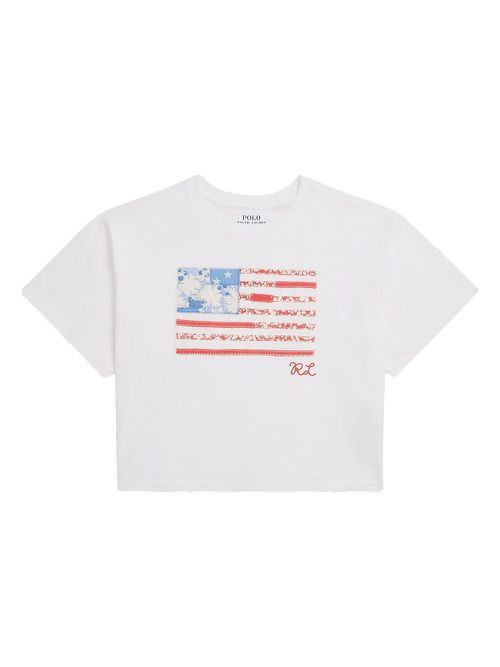 Floral Flag Cotton Jersey Boxy T-Shirt