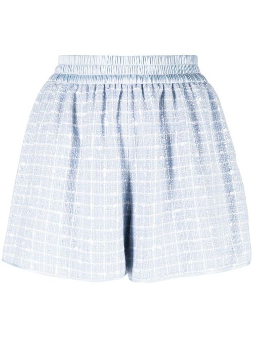 Bouclé gathered shorts - Blue