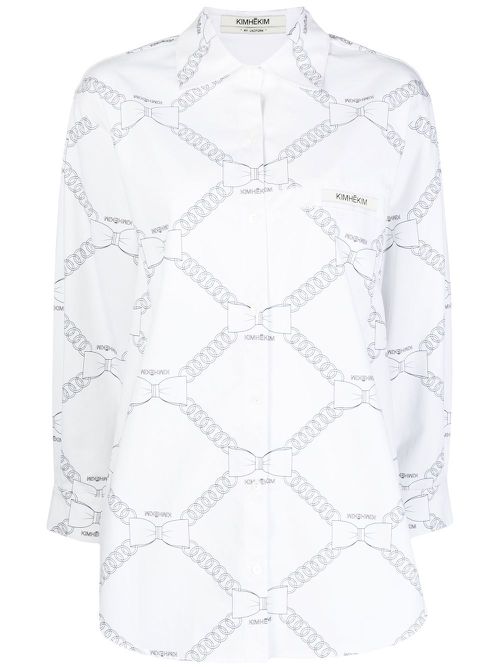 Chain-link print shirt - White