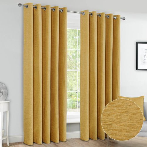 Canterbury Chenille Lined Blackout Eyelet Curtains Pair