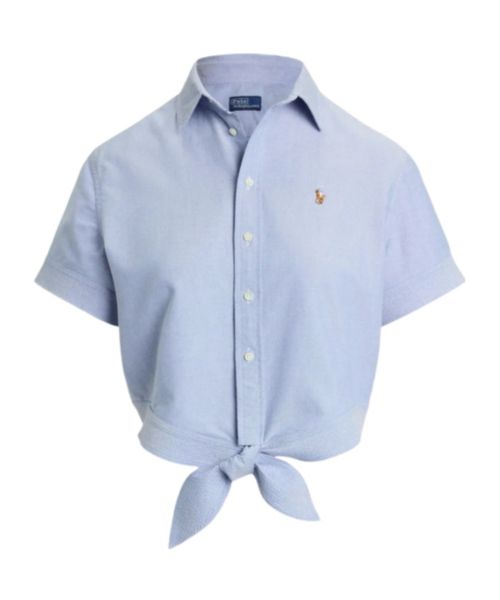 Oxford Tie Front Cropped Shirt