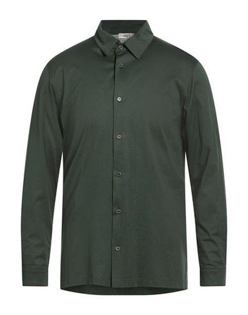 Roberto P Luxury Man Shirt Dark green Size L Cotton