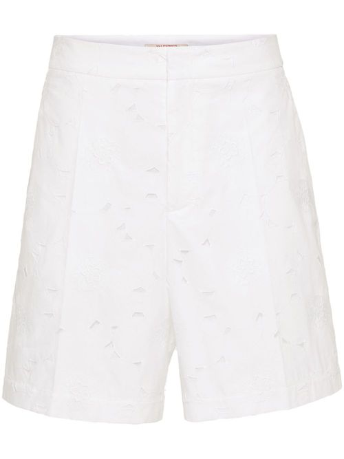 Broderie anglaise cotton shorts - White