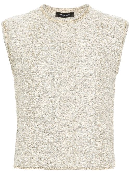 Metallic Bouclé Tank Top — Cream
