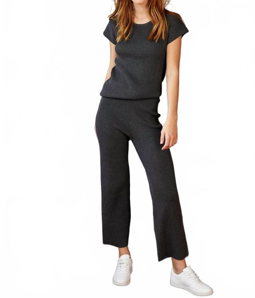 Aria Rib Knit Pant In Charcoal