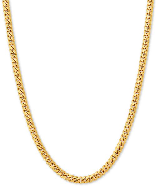 "Cuban Link 24"" Chain Necklace in 18k Gold-Plated Sterling Silver - Gold Over Silver"