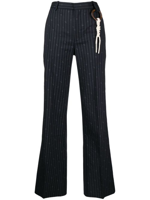 Pinstripe straight-leg trousers - Blue