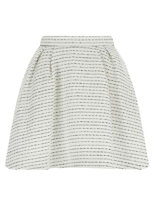 Micro-Sequin Tweed Skirt — White