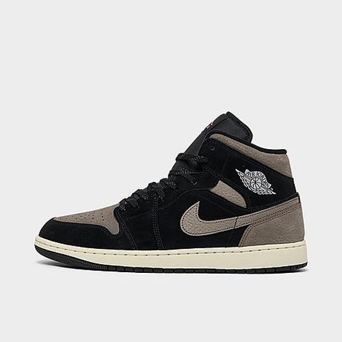 Men's Air Retro 1 Mid SE Casual Shoes in Black/Light Wild Mango/Olive Grey