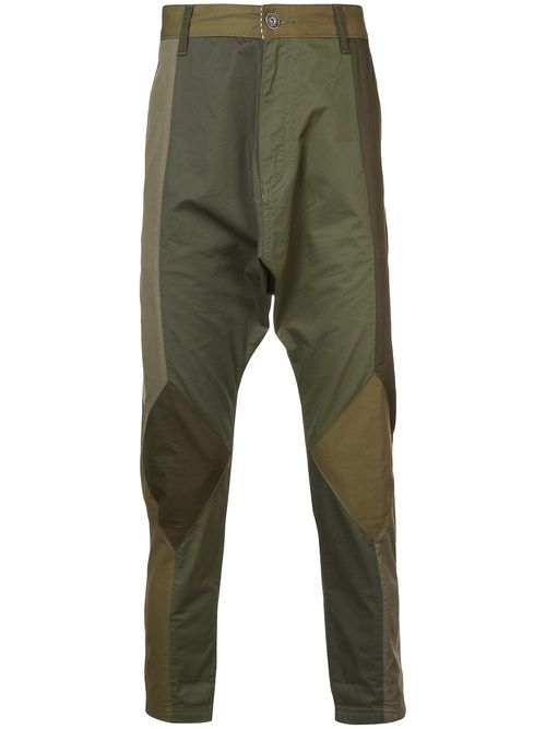 Twill drop crotch pants - Green