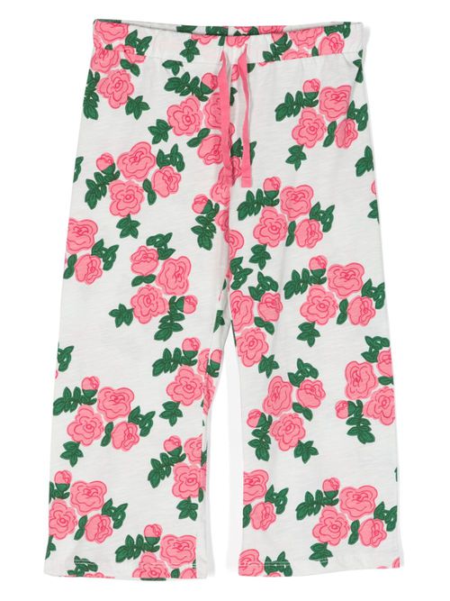 Floral-print cotton trousers - Pink