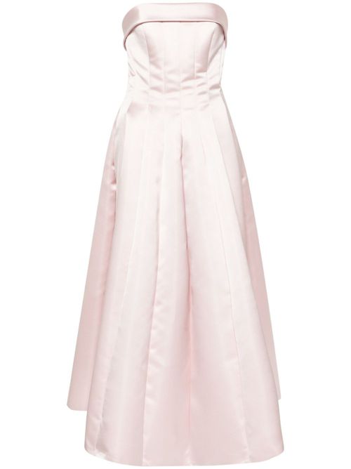 Strapless satin midi dress - Pink