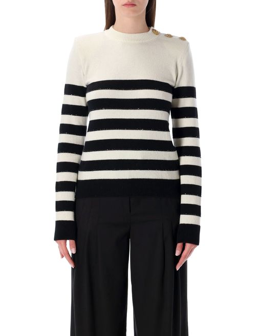 Striped Buttoned Knit Jumper