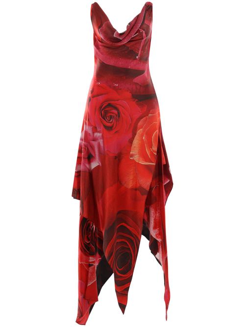 Garden Rose-print dress - Red