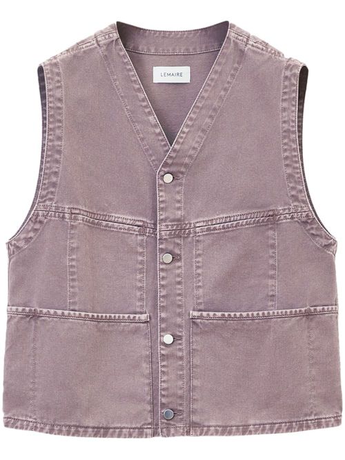 Collarless v-neck denim gilet - Purple
