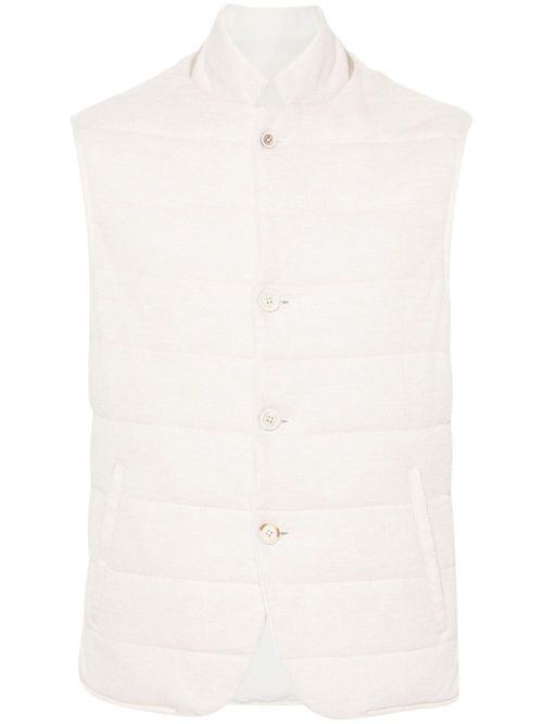 Baseball-collar textured gilet - Neutrals
