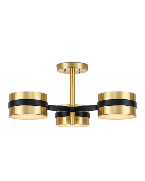 Polished Brass Black White Semi-Flush Mount from the Heybrook Collection