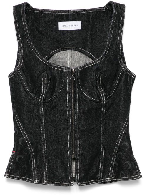 Moon-laser denim top - Black