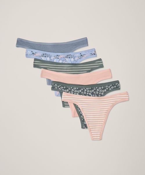 Women's Dotted Daisies Everyday Classic Fit Thong 6-Pack