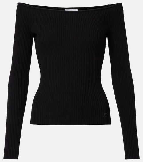 Courrèges Off-shoulder ribbed-knit top