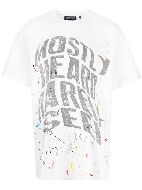 Warped-text paint T-shirt - White