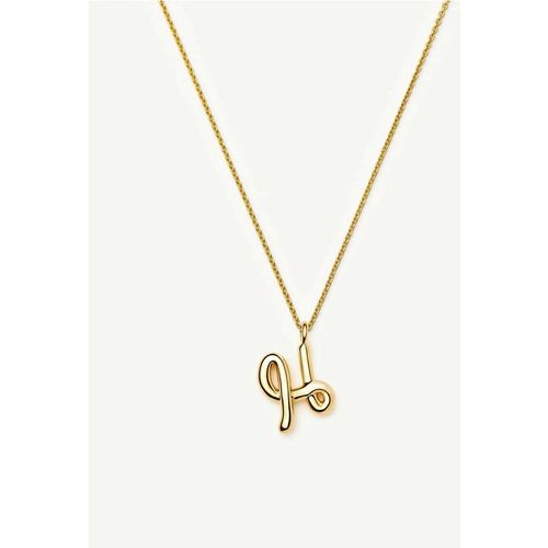 Curly Molten Initial Pendant Necklace - H | Gold Vermei