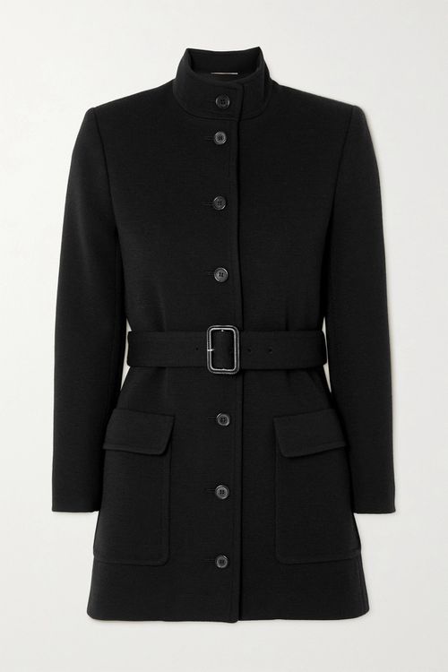 Belted Wool-blend Jersey Jacket - Black - FR34