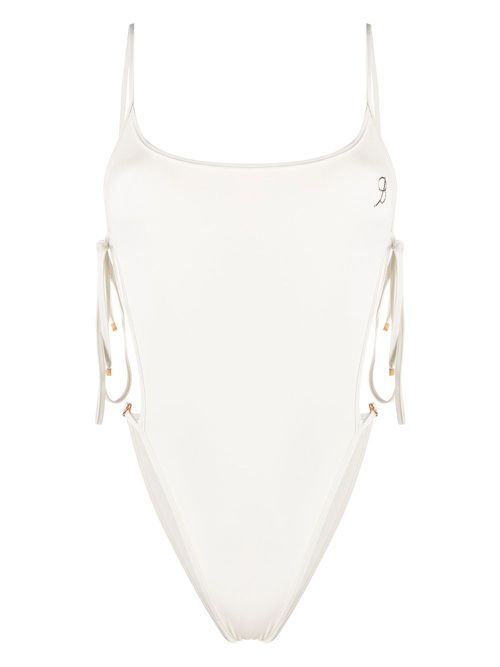 Open tie side swimsuit - White