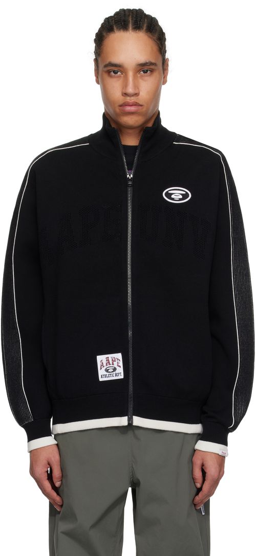 AAPE by A Bathing Ape Black 'AAPEUNVS' Moonface Logo Zip-Up Knit Jacket