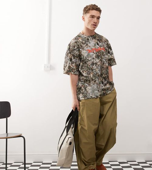 Oversized camo print t-shirt in multi